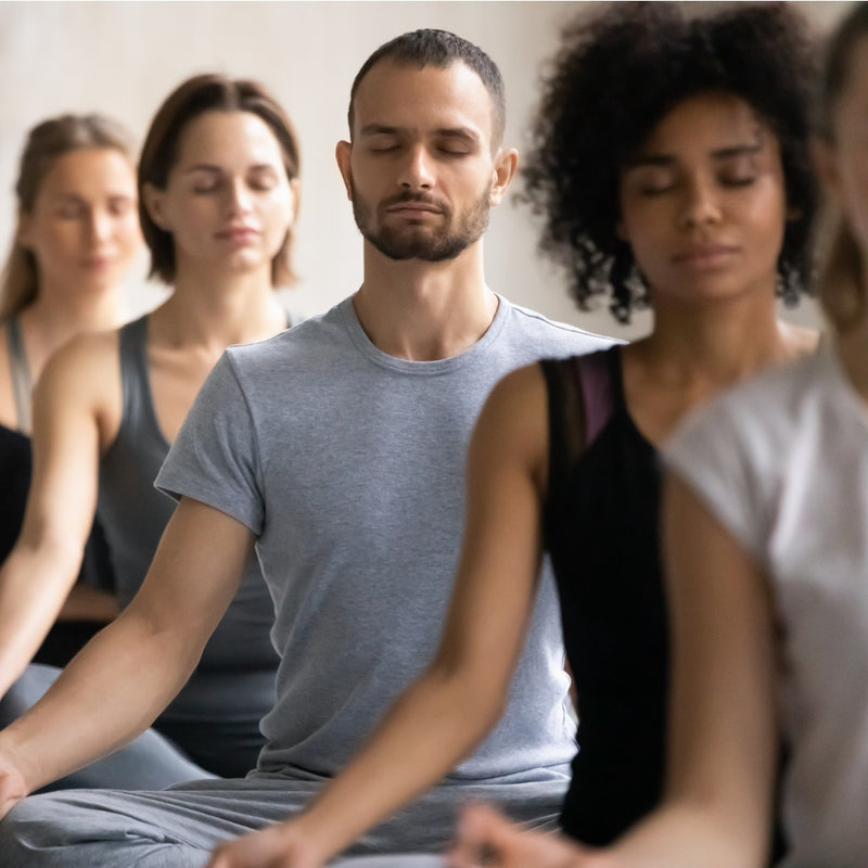 A group of meditating people